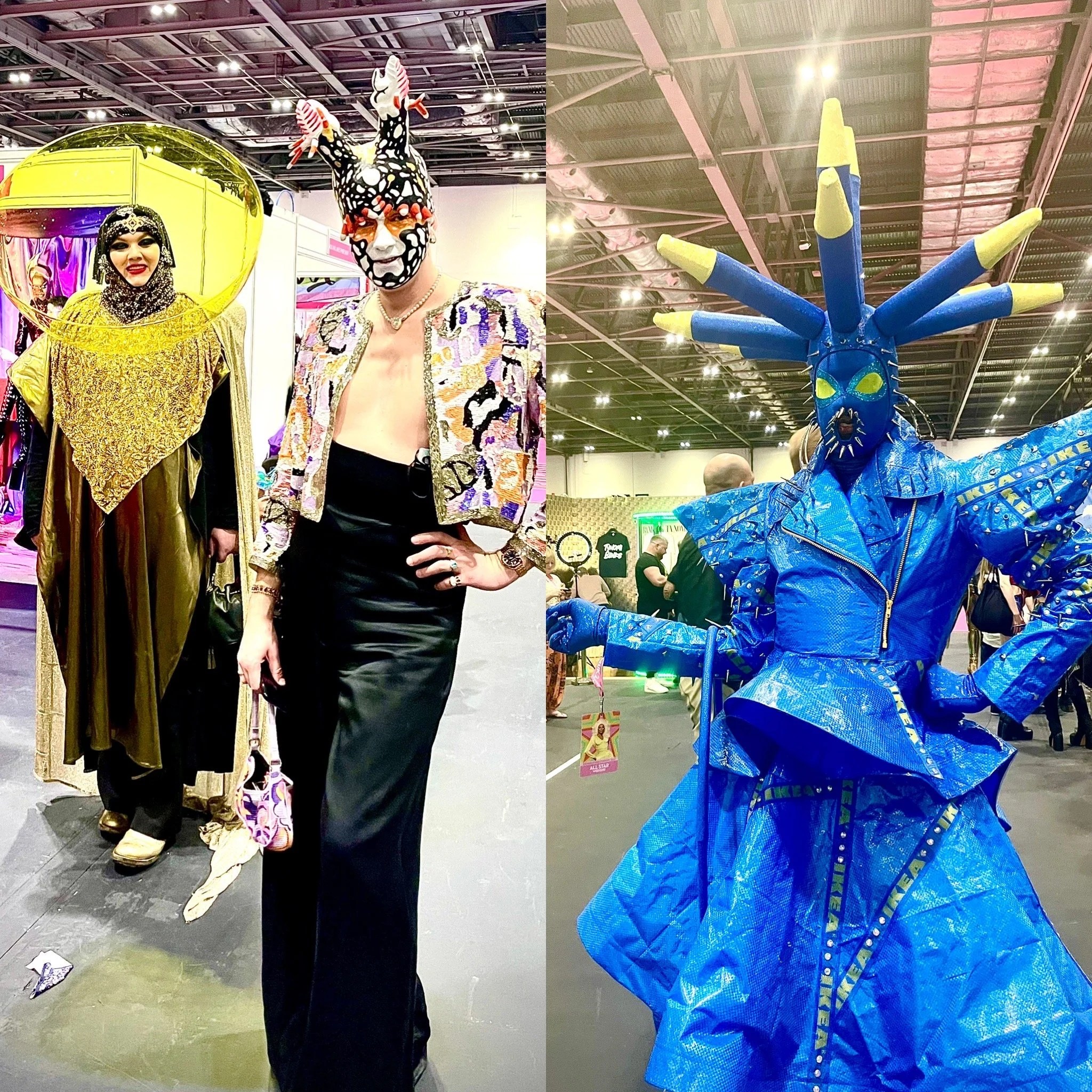  The one on the right in blue is drag clothing designer, Morgan Wells who showed up to every day of Drag Con in a jaw-dropping look and yet was so charming, humble and sweet to talk to.  I didn’t catch the names of the two queens on the left, but their looks made an impression! 